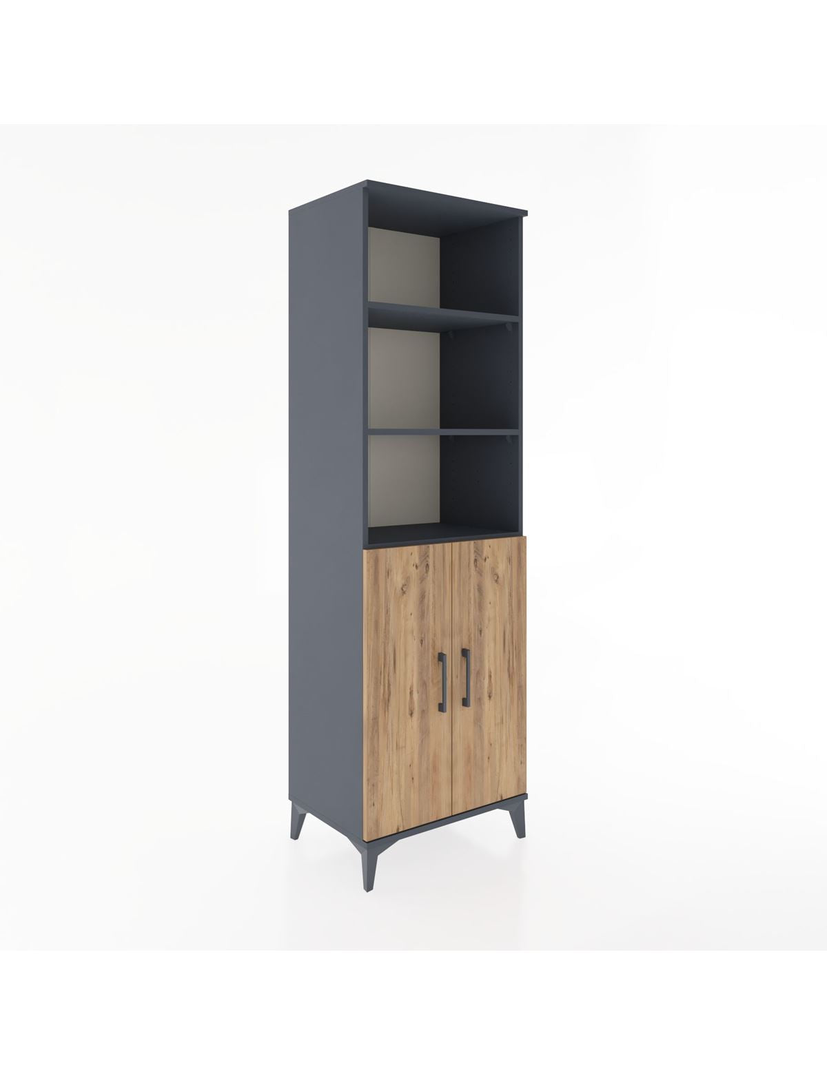 Hyperion Dolap 4 Raflı 2 Kapaklı 60x44x195 Antrasit-Çam