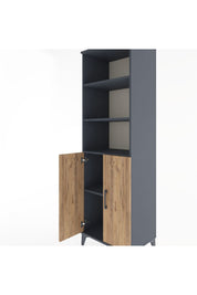 Hyperion Dolap 4 Raflı 2 Kapaklı 60x44x195 Antrasit-Çam