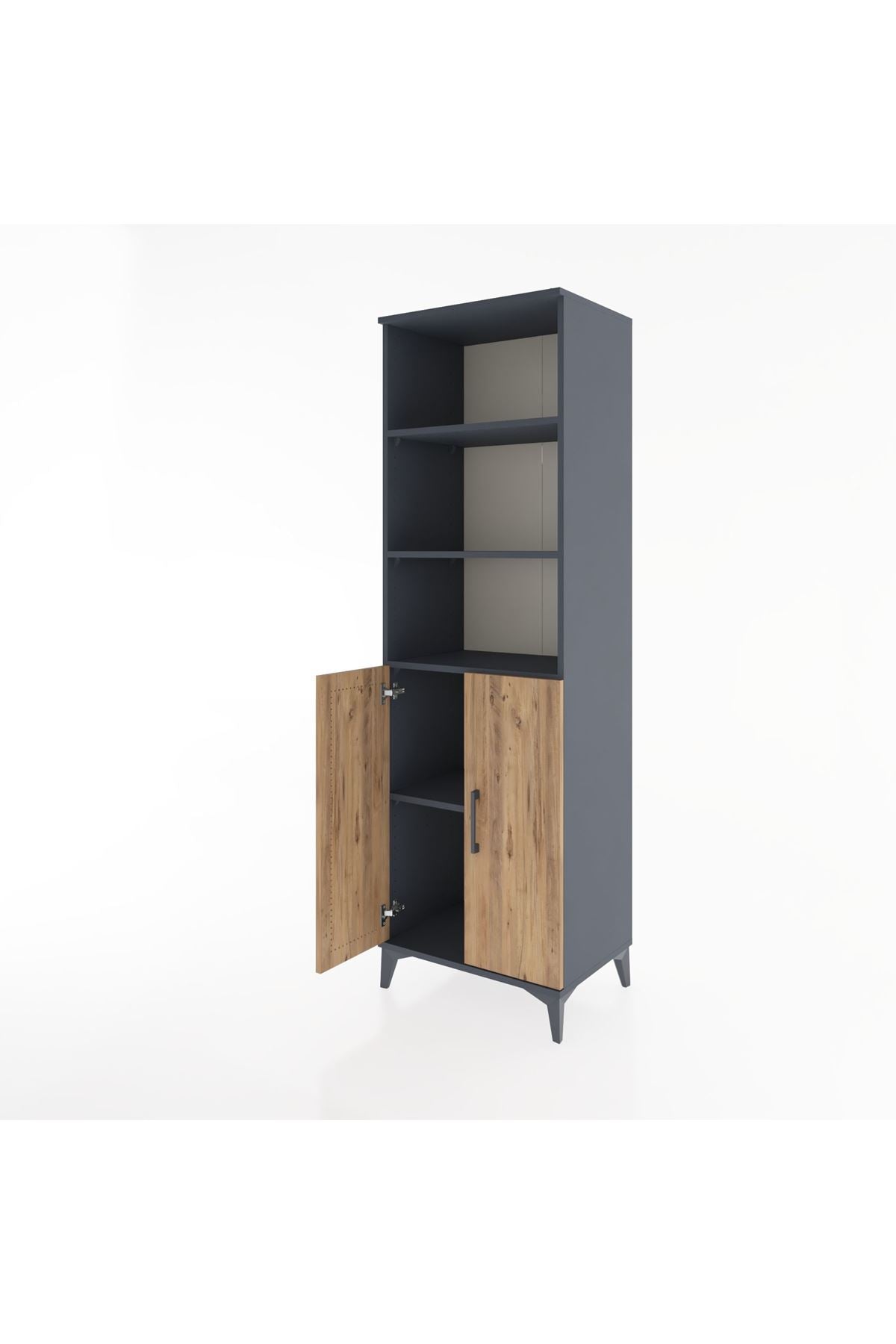 Hyperion Dolap 4 Raflı 2 Kapaklı 60x44x195 Antrasit-Çam