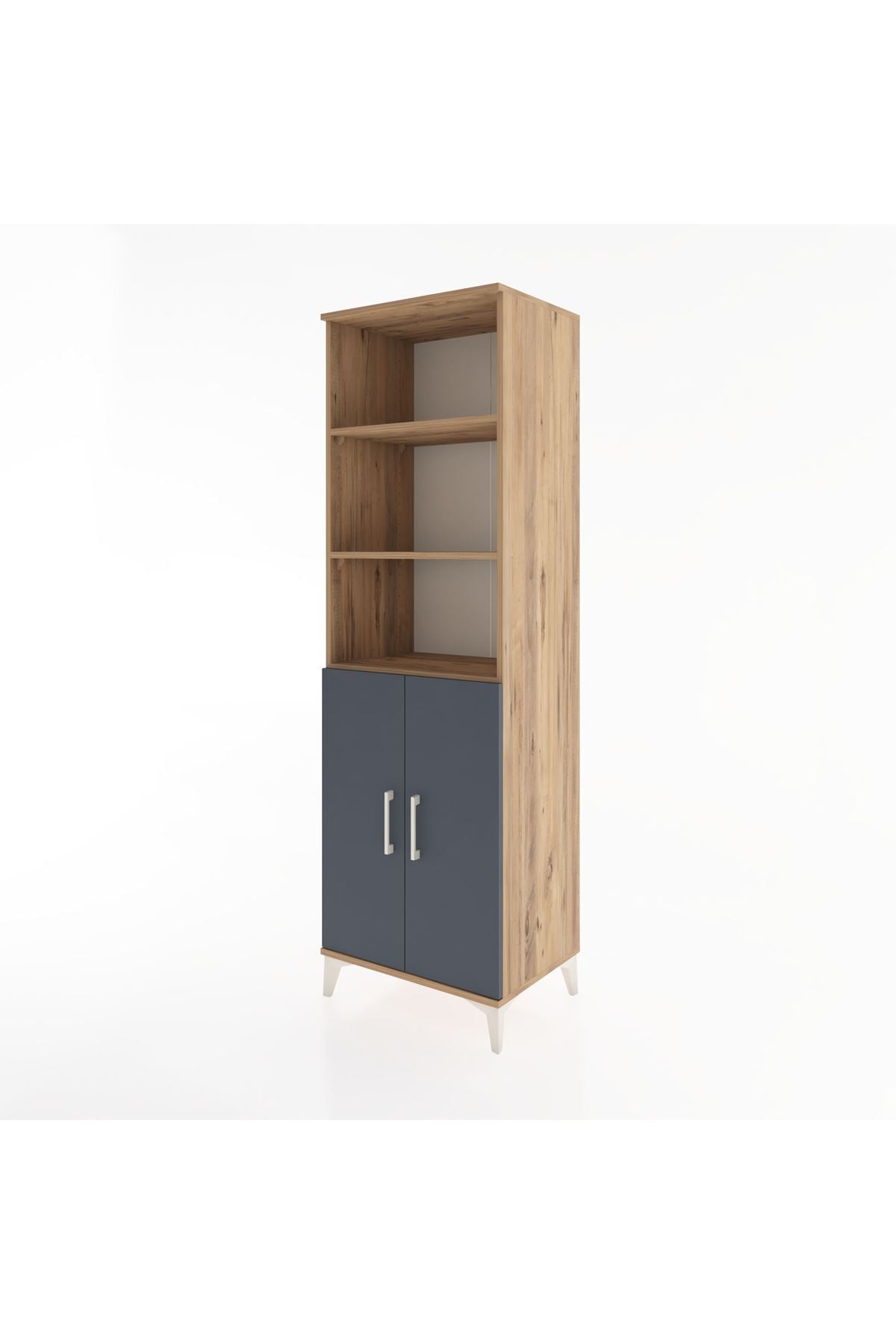 Hyperion Dolap 4 Raflı 2 Kapaklı 60x44x195 Çam-Antrasit