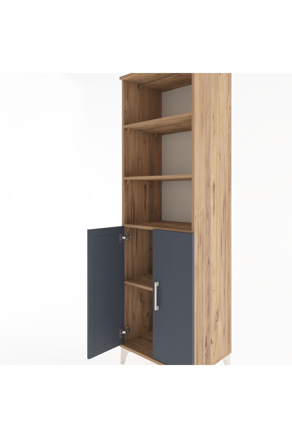 Hyperion Dolap 4 Raflı 2 Kapaklı 60x44x195 Çam-Antrasit