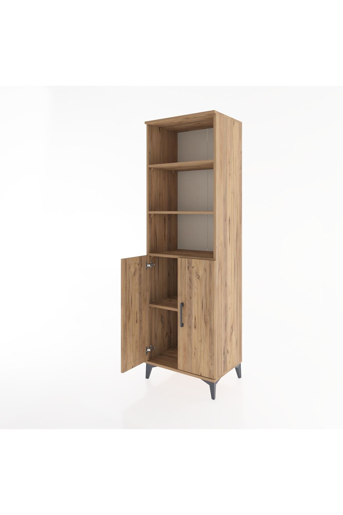 Hyperion Dolap 4 Raflı 2 Kapaklı 60x44x195 Çam-Çam