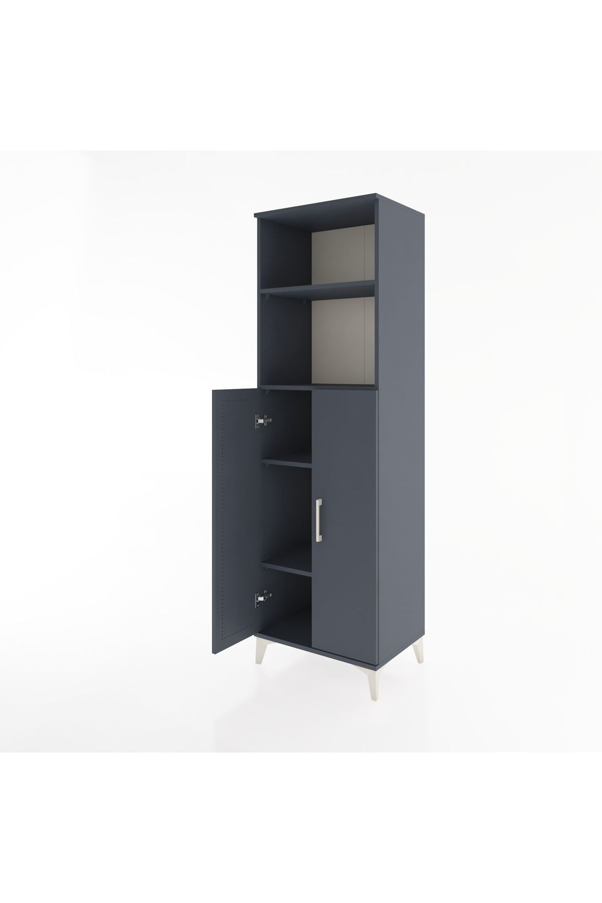 Hyperion Dolap 4 Raflı 2 Kapaklı 60x44x195 Antrasit-Antrasit