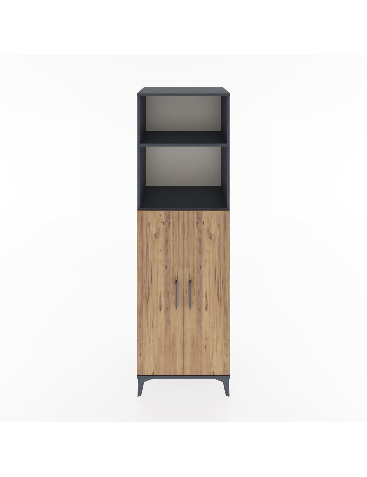 Hyperion Dolap 4 Raflı 2 Kapaklı 60x44x195 Antrasit-Çam