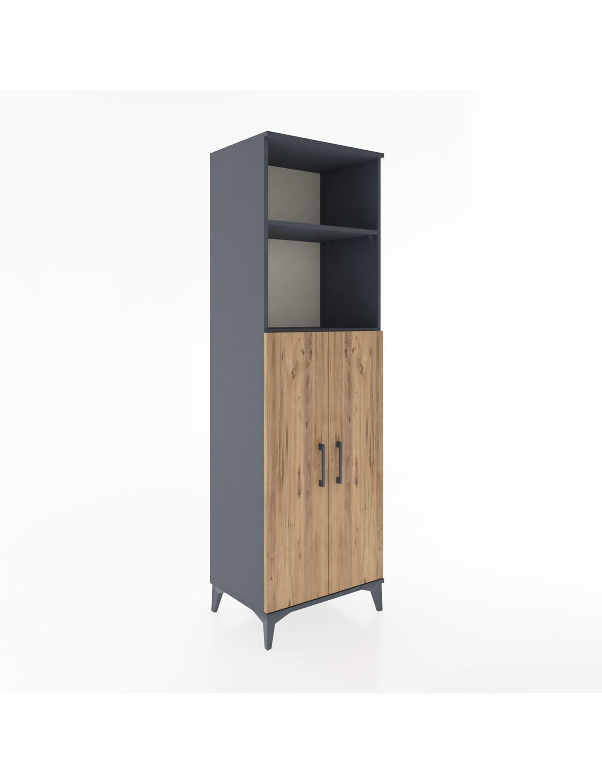 Hyperion Dolap 4 Raflı 2 Kapaklı 60x44x195 Antrasit-Çam