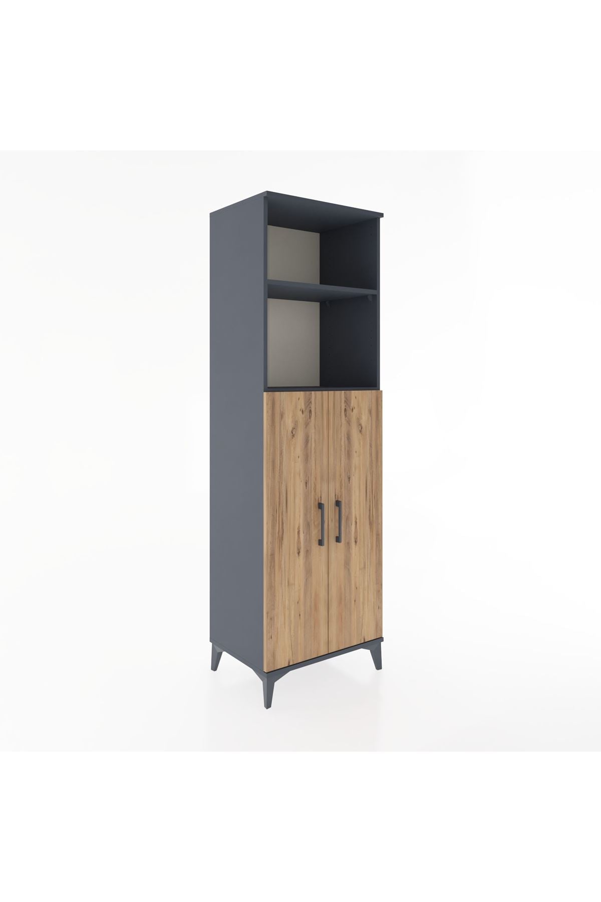 Hyperion Dolap 4 Raflı 2 Kapaklı 60x44x195 Antrasit-Çam