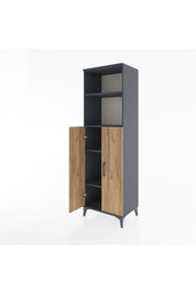 Hyperion Dolap 4 Raflı 2 Kapaklı 60x44x195 Antrasit-Çam