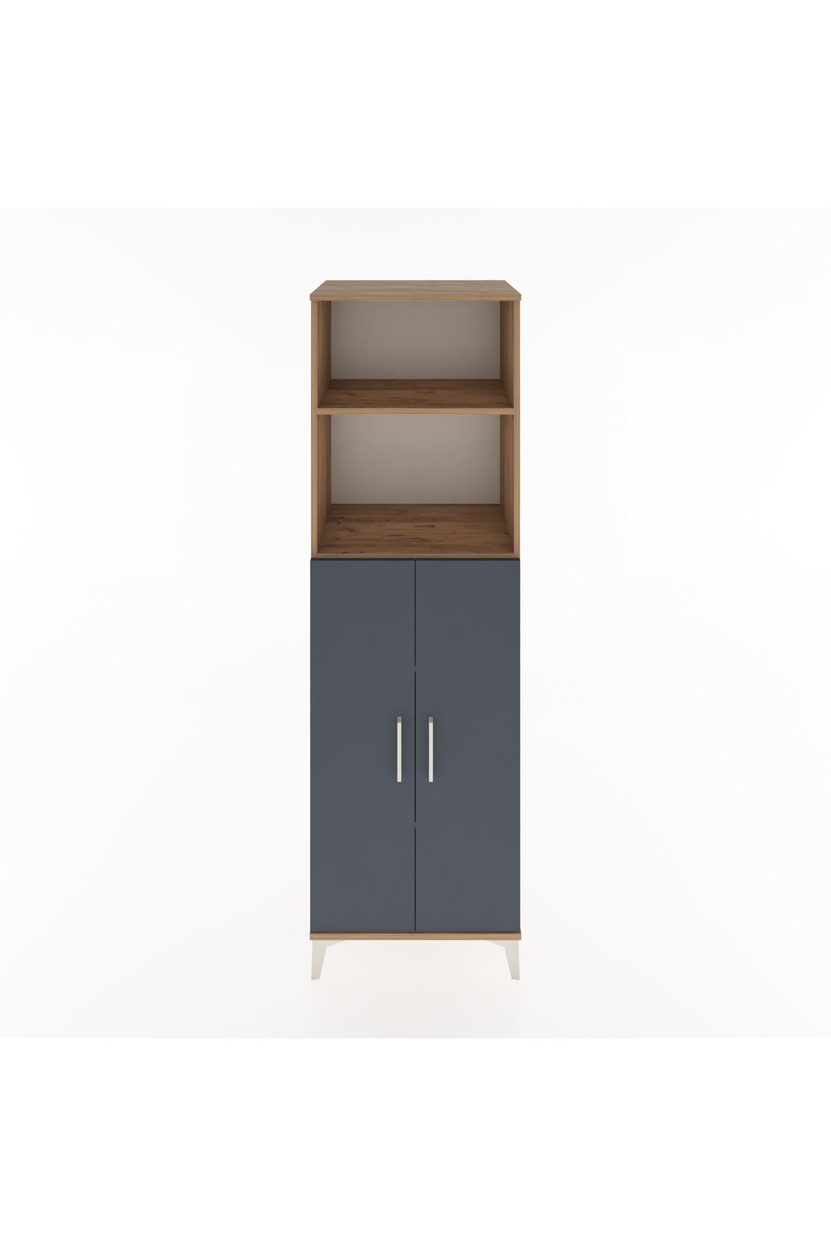 Hyperion Dolap 4 Raflı 2 Kapaklı 60x44x195 Çam-Antrasit