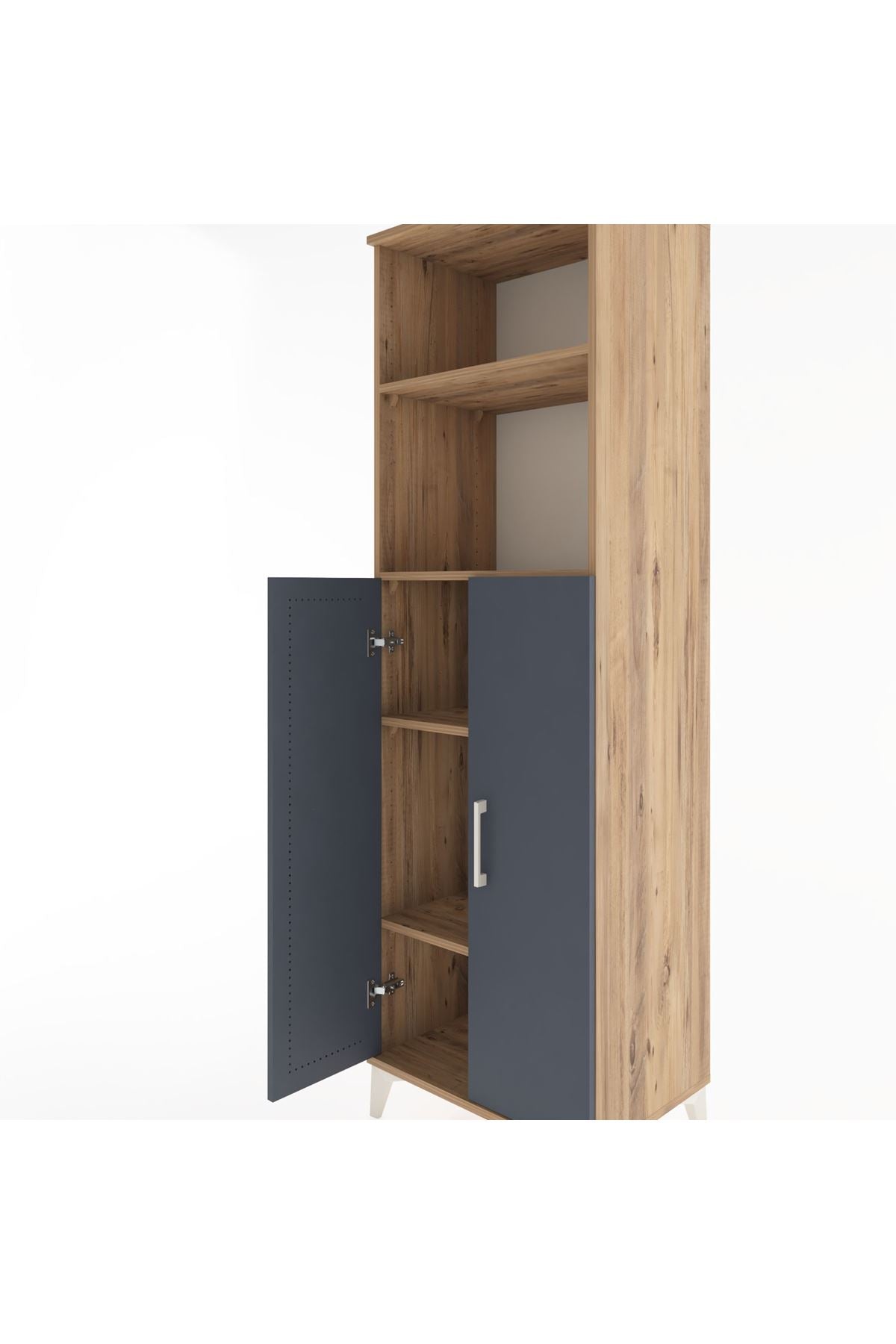 Hyperion Dolap 4 Raflı 2 Kapaklı 60x44x195 Çam-Antrasit