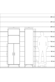 Hyperion Dolap 4 Raflı 2 Kapaklı 60x44x195 Çam-Antrasit
