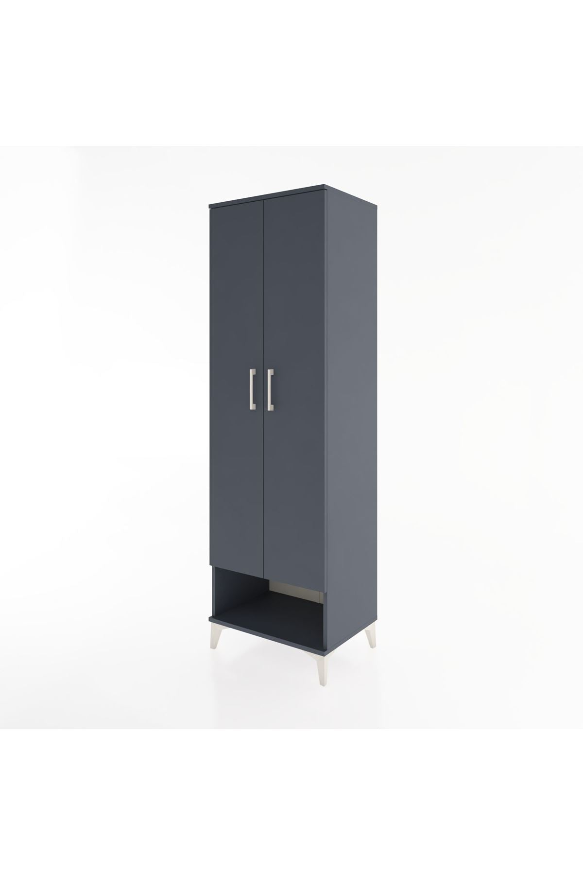 Hyperion Dolap 4 Raflı 2 Kapaklı 60x44x195 Antrasit-Antrasit