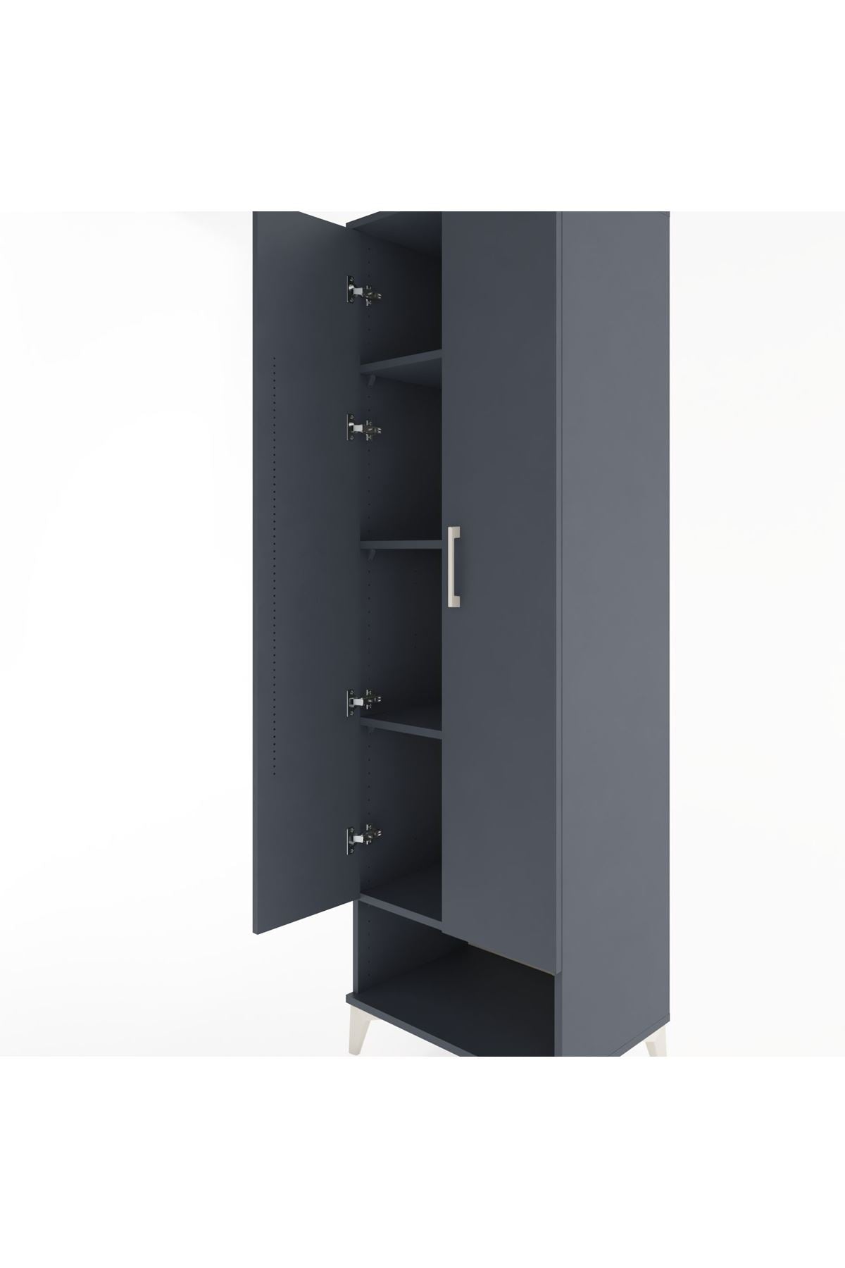 Hyperion Dolap 4 Raflı 2 Kapaklı 60x44x195 Antrasit-Antrasit