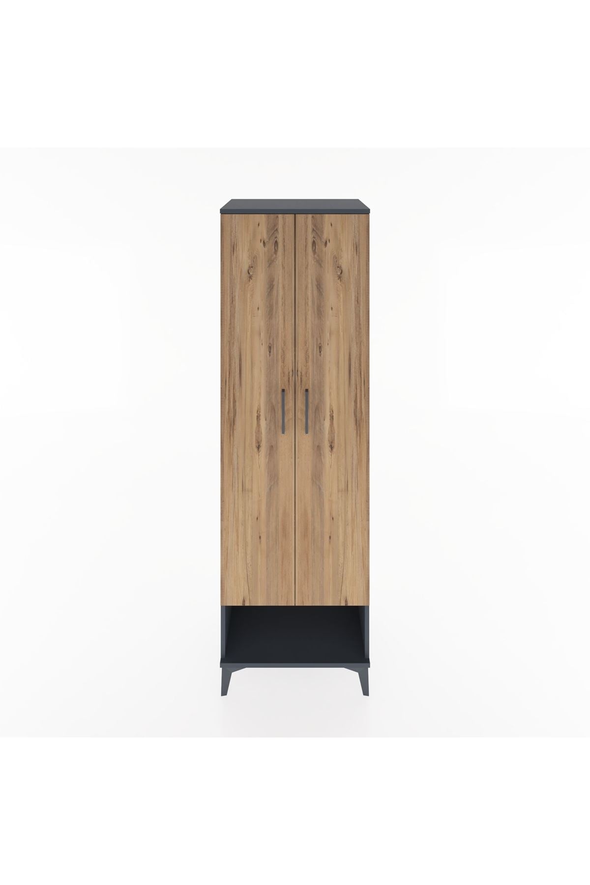 Hyperion Dolap 4 Raflı 2 Kapaklı 60x44x195 Antrasit-Çam