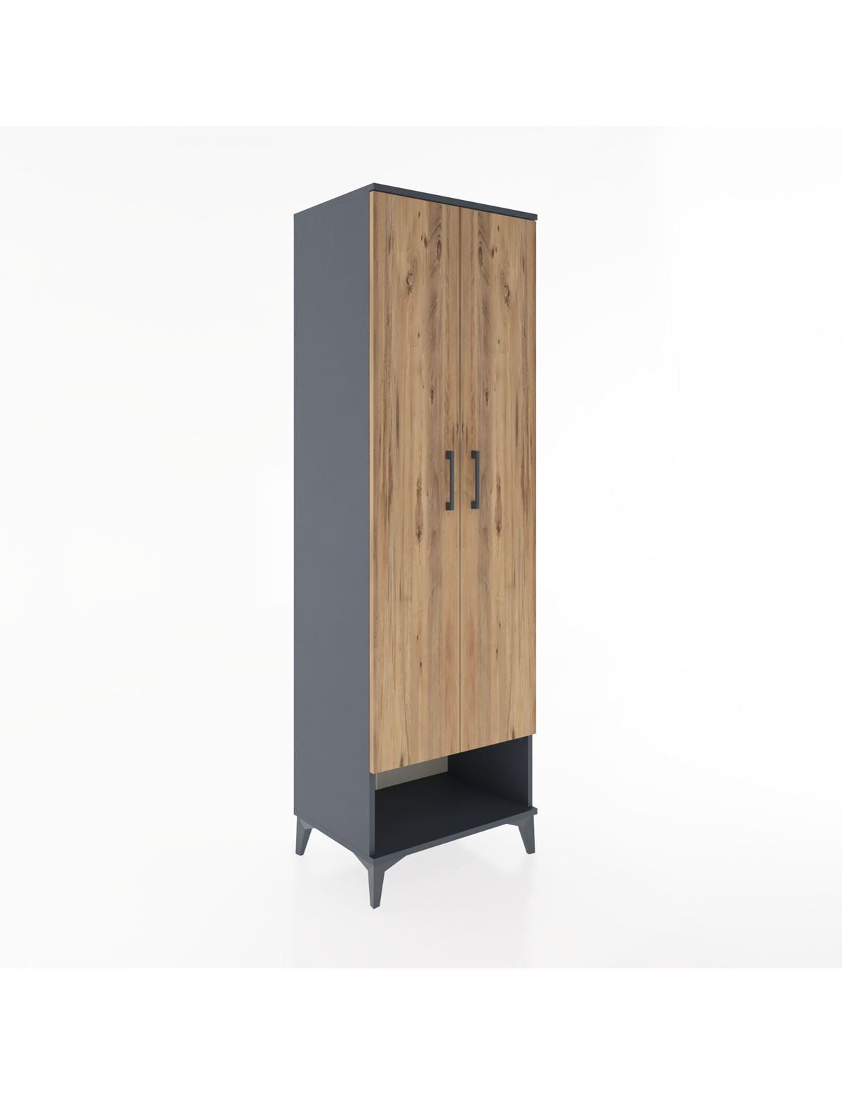 Hyperion Dolap 4 Raflı 2 Kapaklı 60x44x195 Antrasit-Çam