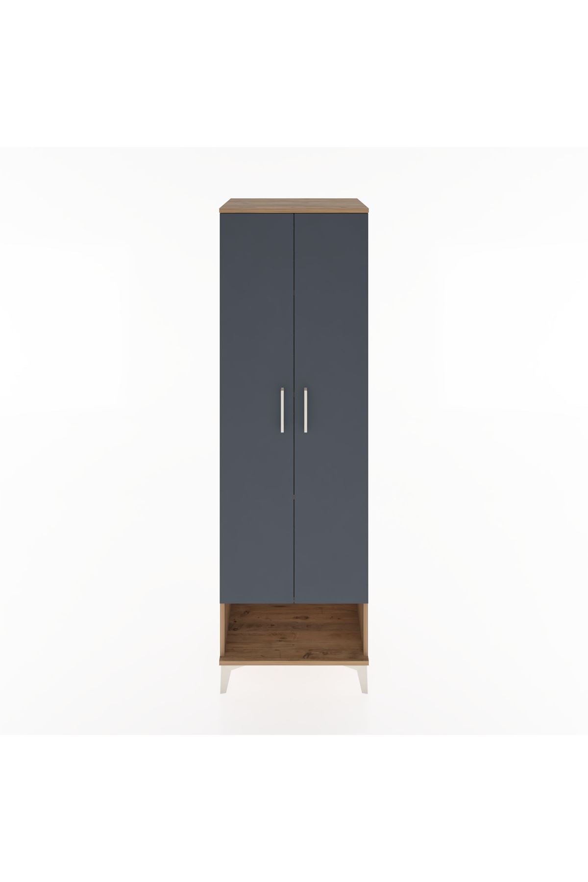 Hyperion Dolap 4 Raflı 2 Kapaklı 60x44x195 Çam-Antrasit