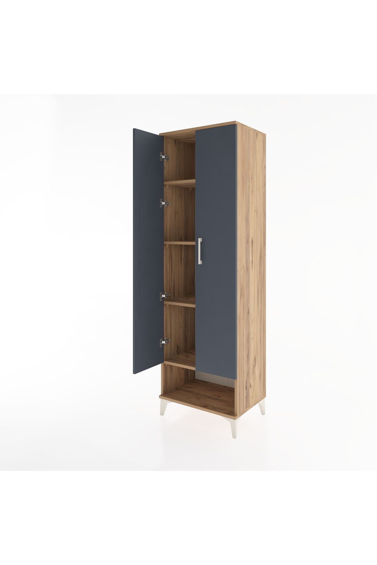 Hyperion Dolap 4 Raflı 2 Kapaklı 60x44x195 Çam-Antrasit