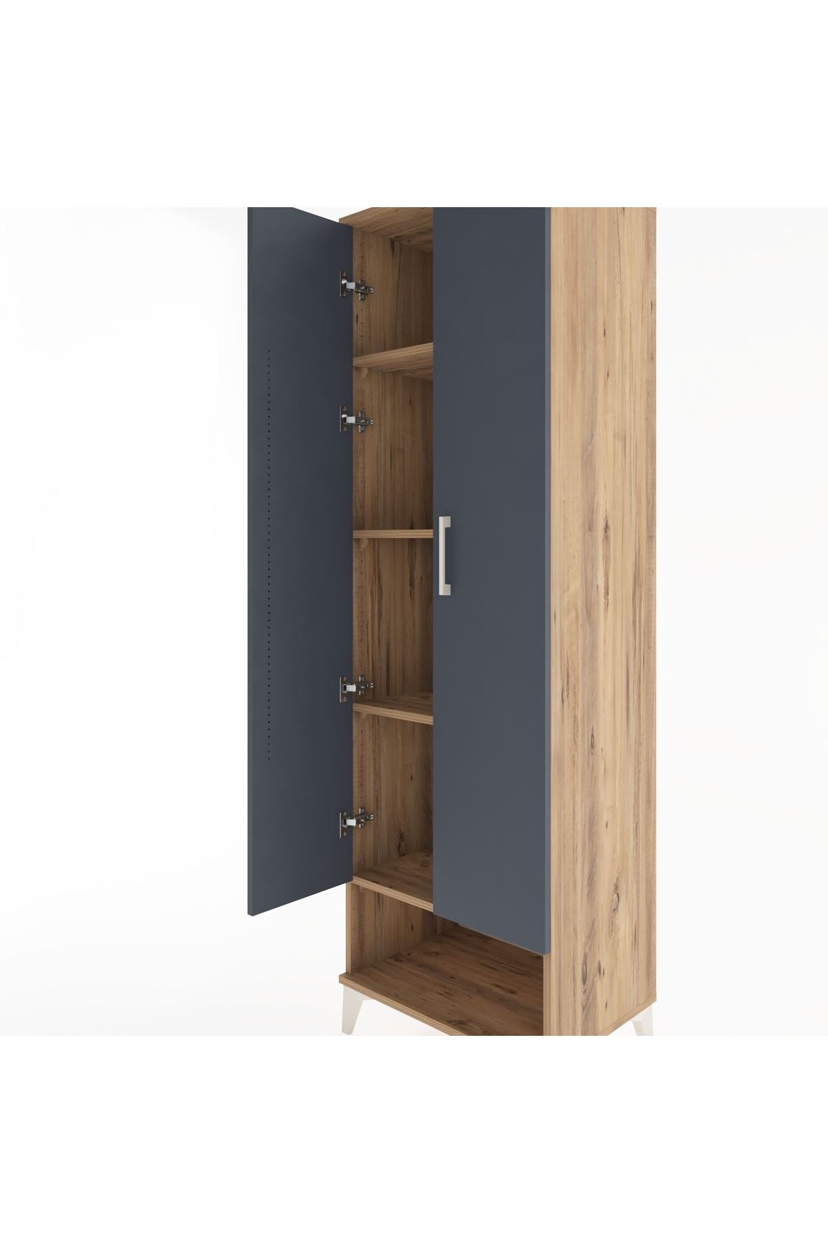 Hyperion Dolap 4 Raflı 2 Kapaklı 60x44x195 Çam-Antrasit