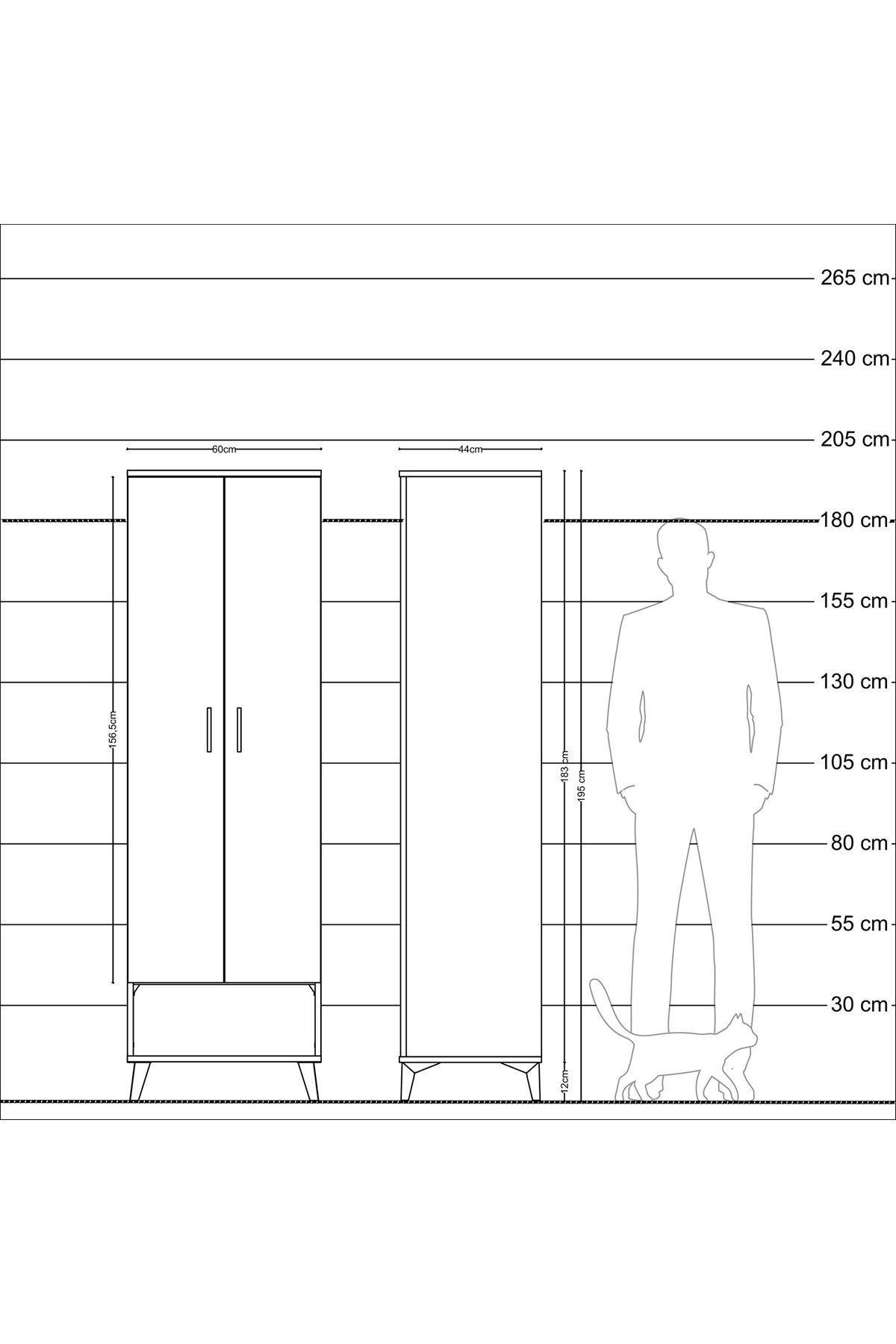 Hyperion Dolap 4 Raflı 2 Kapaklı 60x44x195 Çam-Çam