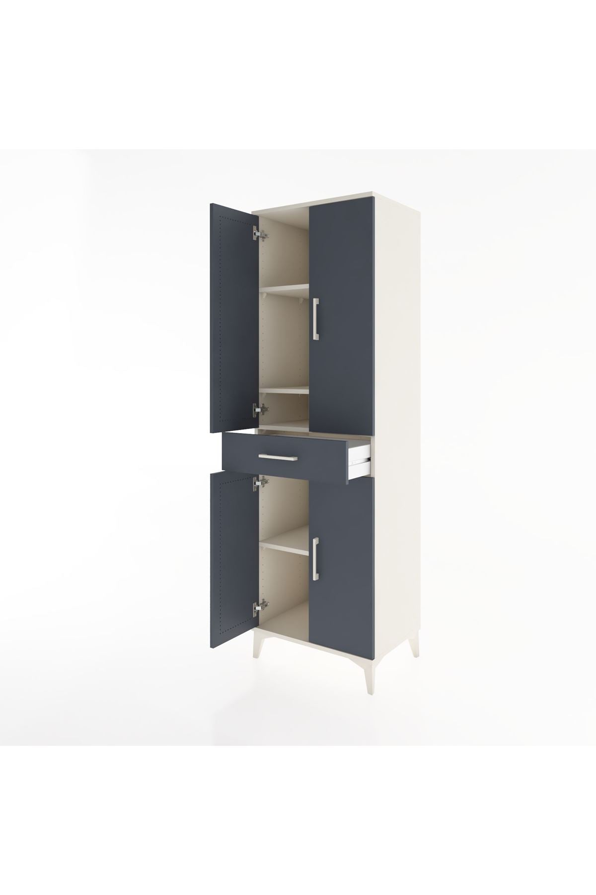 Hyperion Dolap 4 Raflı Tek Çekmeceli 4 Kapaklı 60x44x195 Aytaşı-Antrasit