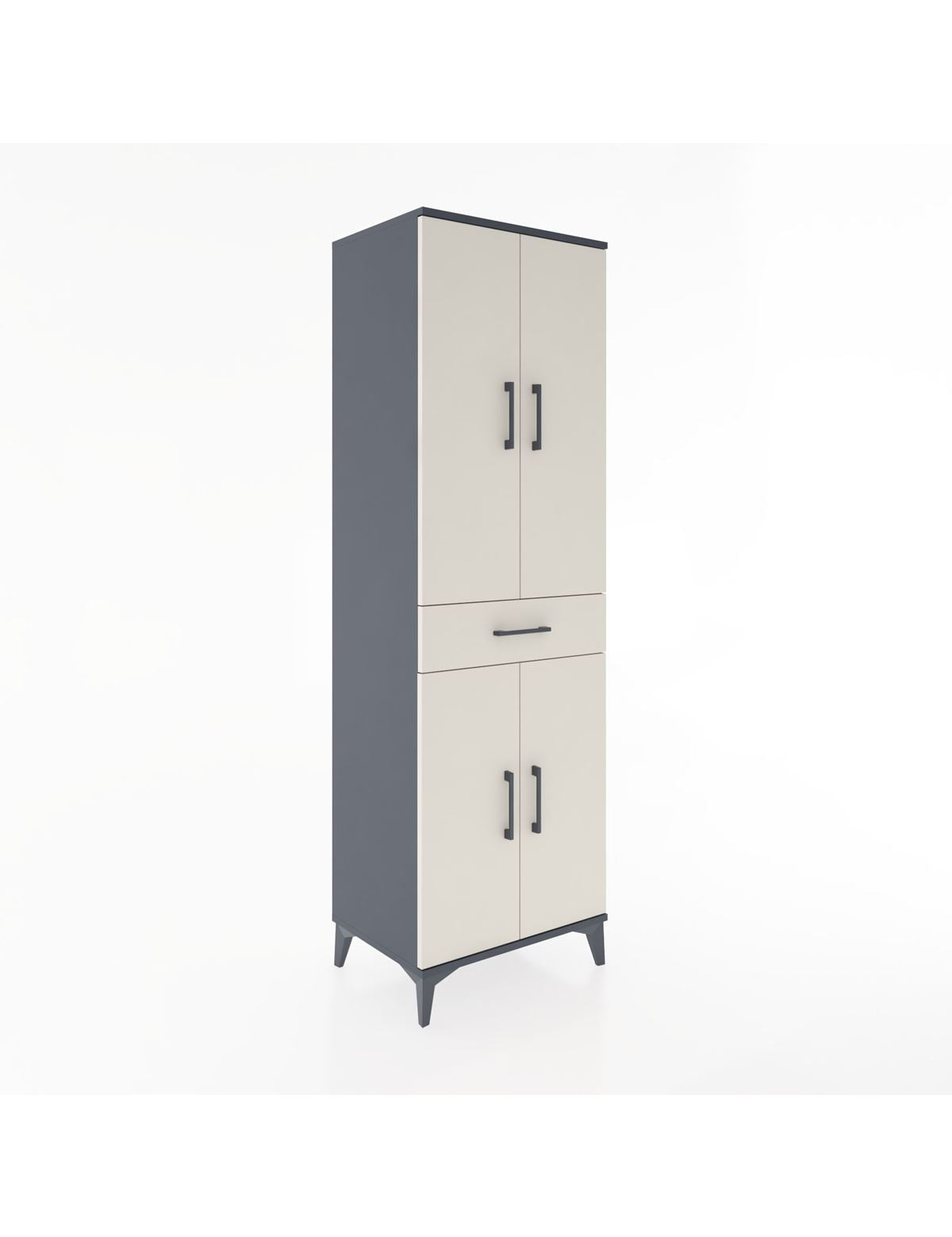 Hyperion Dolap 4 Raflı Tek Çekmeceli 4 Kapaklı 60x44x195 Antrasit-Aytaşı