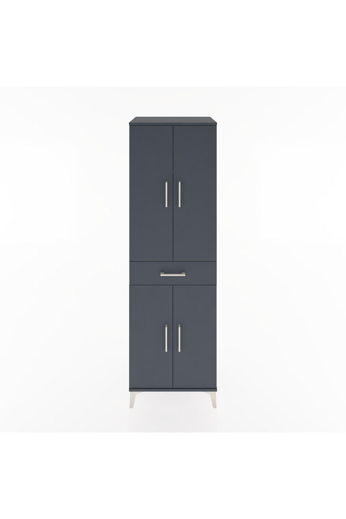 Hyperion Dolap 4 Raflı Tek Çekmeceli 4 Kapaklı 60x44x195 Antrasit-Antrasit
