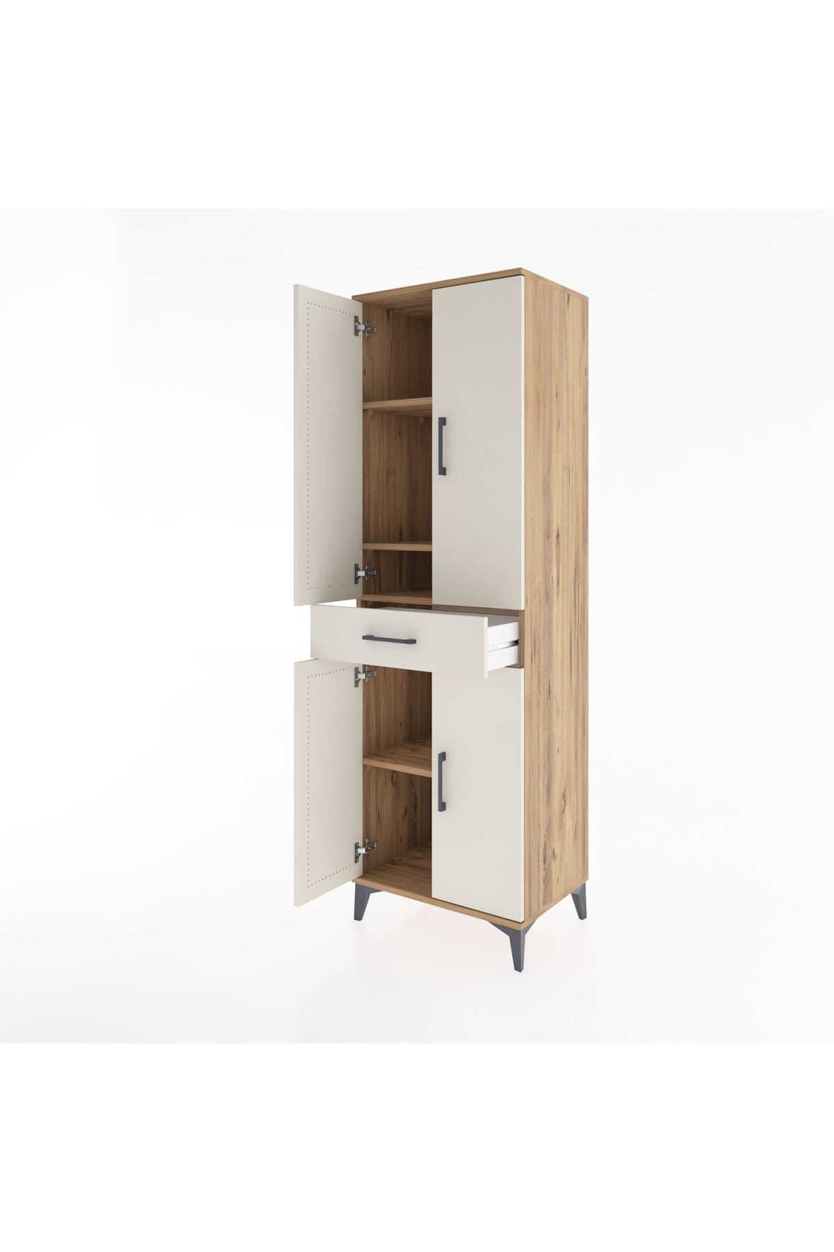 Hyperion Dolap 4 Raflı Tek Çekmeceli 4 Kapaklı 60x44x195 Çam-Aytaşı