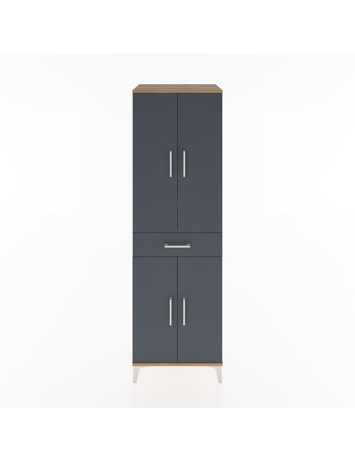 Hyperion Dolap 4 Raflı Tek Çekmeceli 4 Kapaklı 60x44x195 Çam-Antrasit