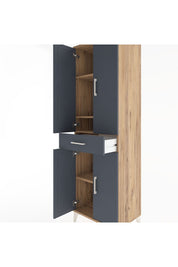 Hyperion Dolap 4 Raflı Tek Çekmeceli 4 Kapaklı 60x44x195 Çam-Antrasit