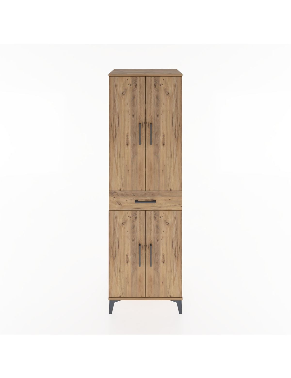 Hyperion Dolap 4 Raflı Tek Çekmeceli 4 Kapaklı 60x44x195 Çam-Çam