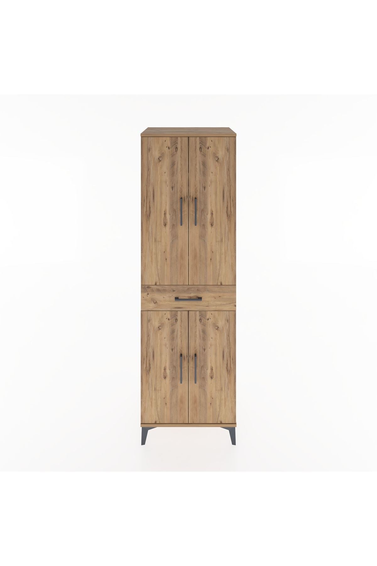 Hyperion Dolap 4 Raflı Tek Çekmeceli 4 Kapaklı 60x44x195 Çam-Çam