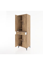 Hyperion Dolap 4 Raflı Tek Çekmeceli 4 Kapaklı 60x44x195 Çam-Çam