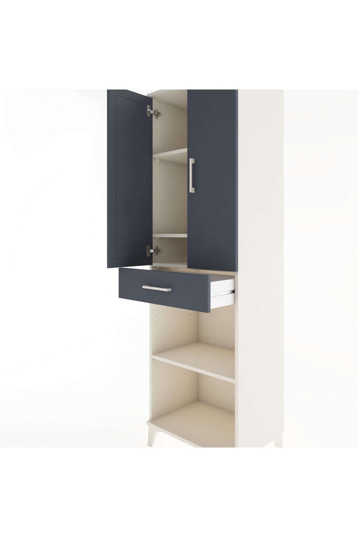 Hyperion Dolap 4 Raflı Tek Çekmeceli 2 Kapaklı 60x44x195 Aytaşı-Antrasit