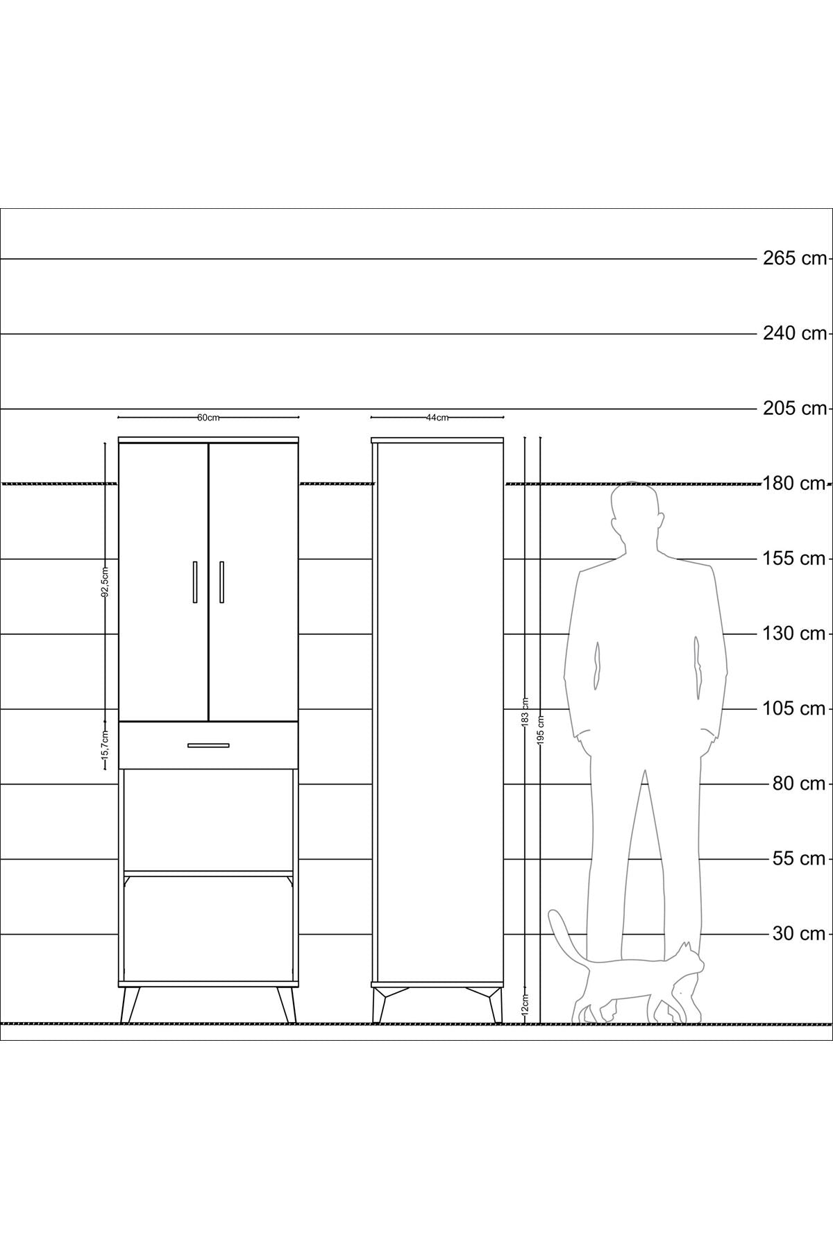 Hyperion Dolap 4 Raflı Tek Çekmeceli 2 Kapaklı 60x44x195 Aytaşı-Çam
