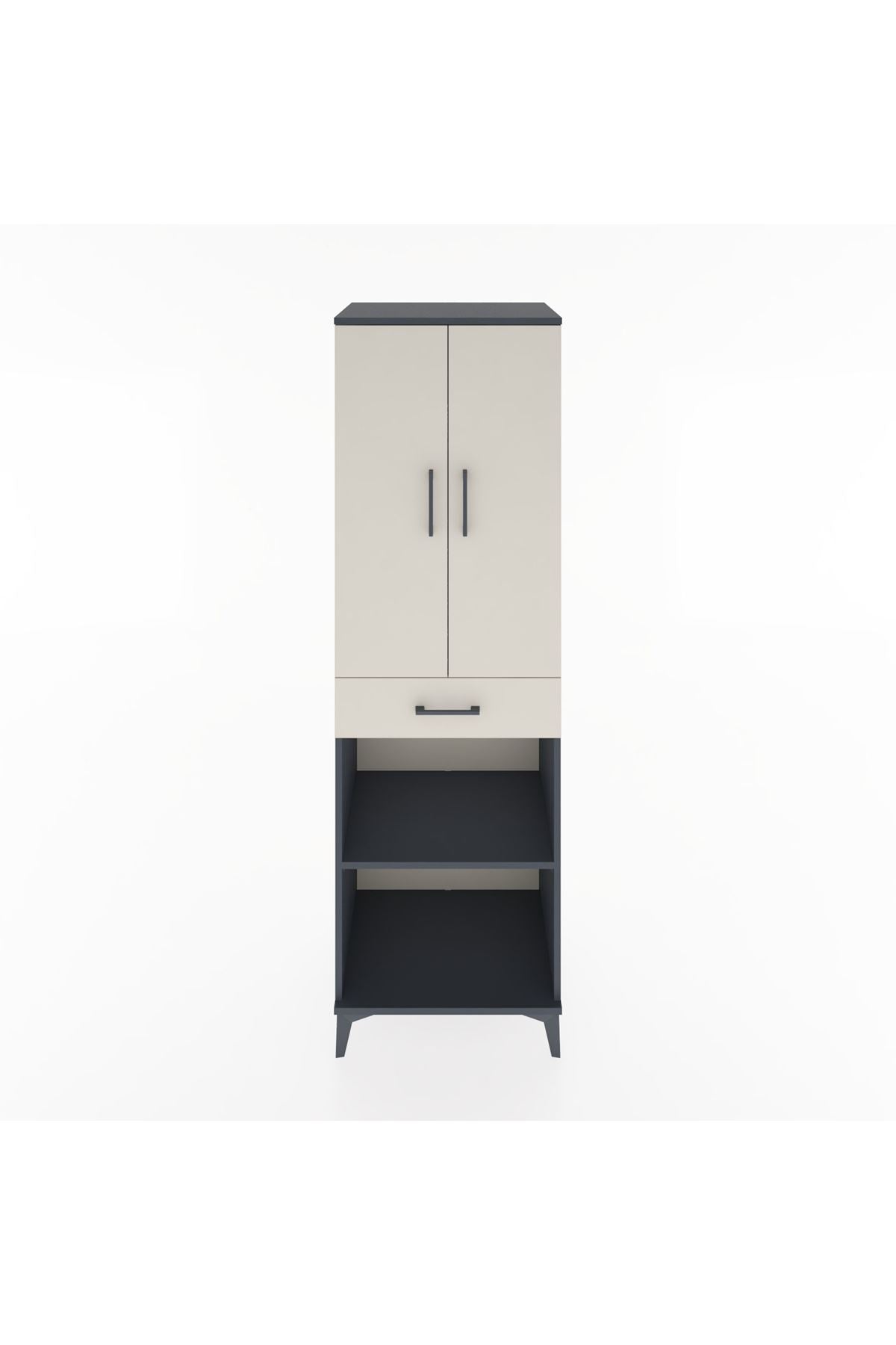 Hyperion Dolap 4 Raflı Tek Çekmeceli 2 Kapaklı 60x44x195 Antrasit-Aytaşı