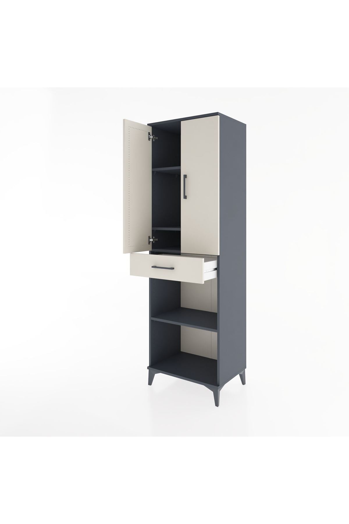 Hyperion Dolap 4 Raflı Tek Çekmeceli 2 Kapaklı 60x44x195 Antrasit-Aytaşı