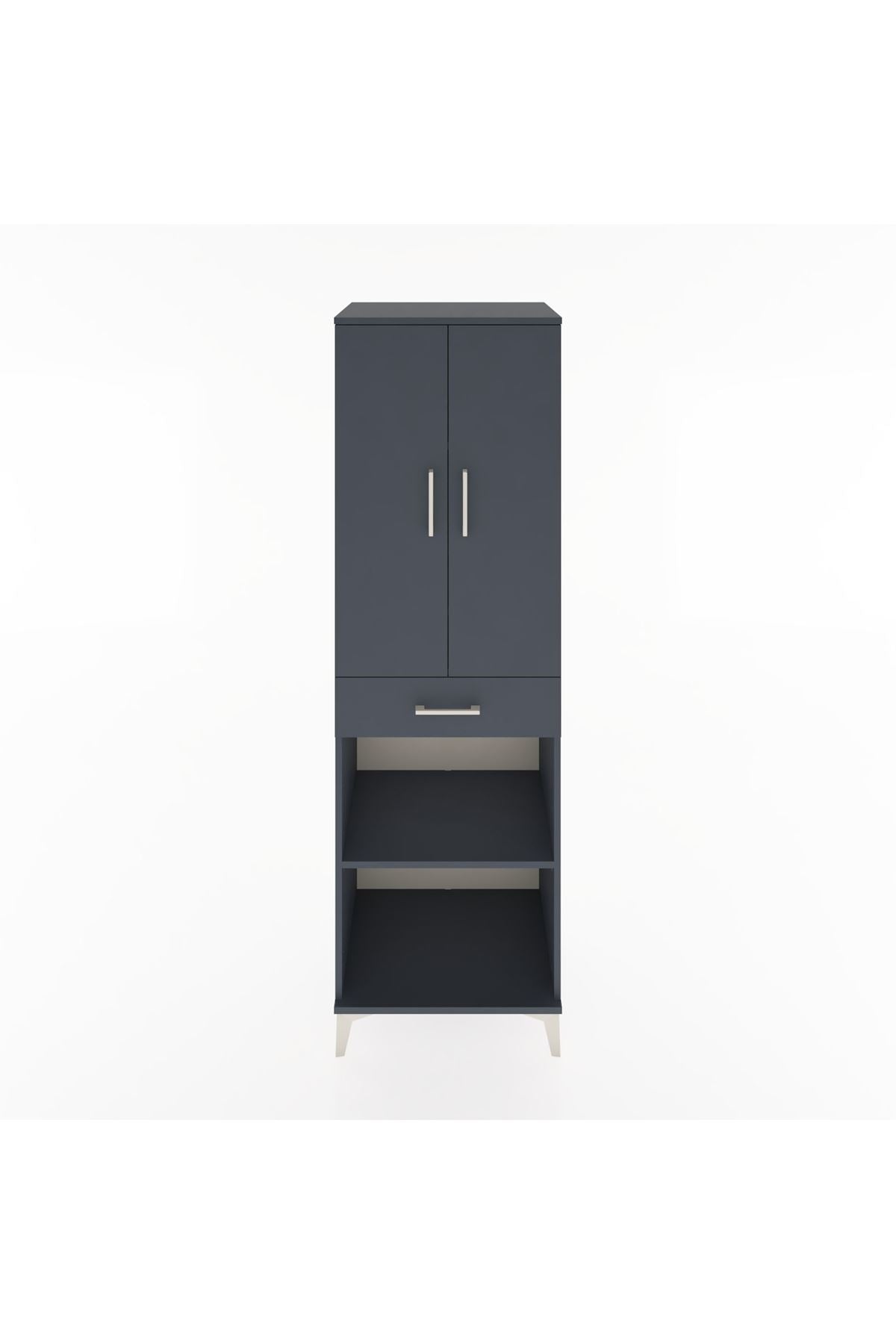 Hyperion Dolap 4 Raflı Tek Çekmeceli 2 Kapaklı 60x44x195 Antrasit-Antrasit