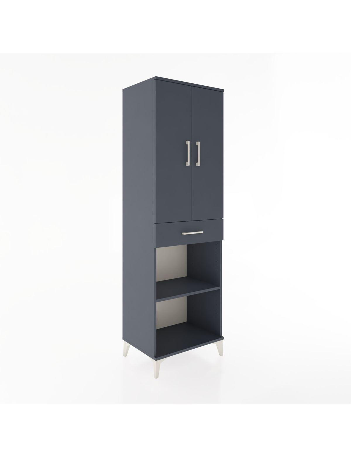 Hyperion Dolap 4 Raflı Tek Çekmeceli 2 Kapaklı 60x44x195 Antrasit-Antrasit