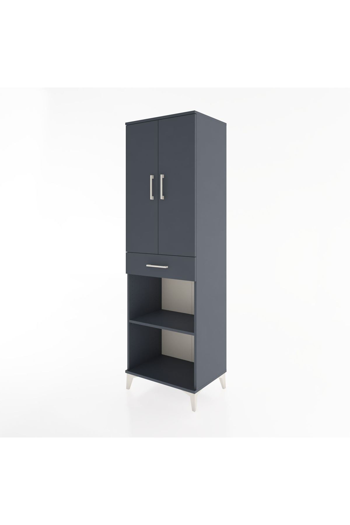Hyperion Dolap 4 Raflı Tek Çekmeceli 2 Kapaklı 60x44x195 Antrasit-Antrasit