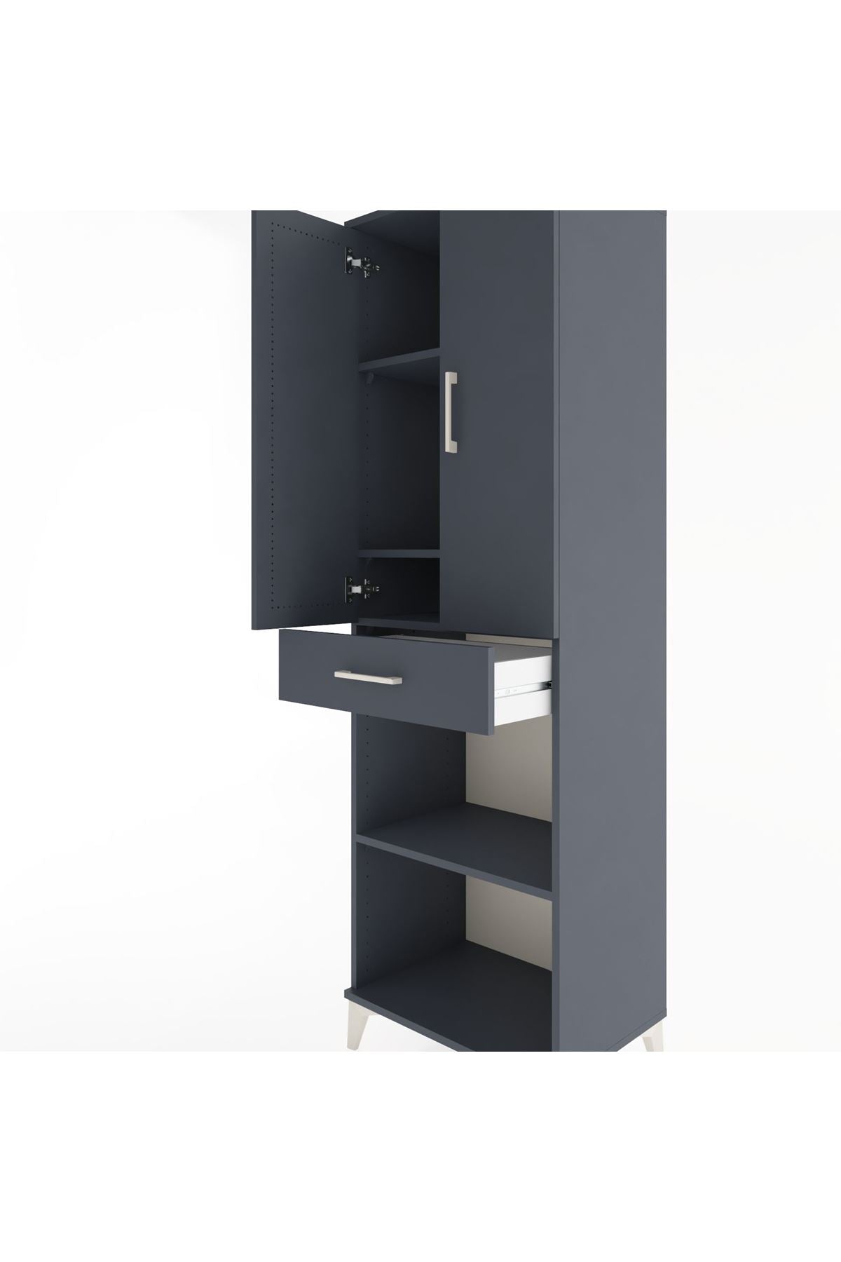 Hyperion Dolap 4 Raflı Tek Çekmeceli 2 Kapaklı 60x44x195 Antrasit-Antrasit