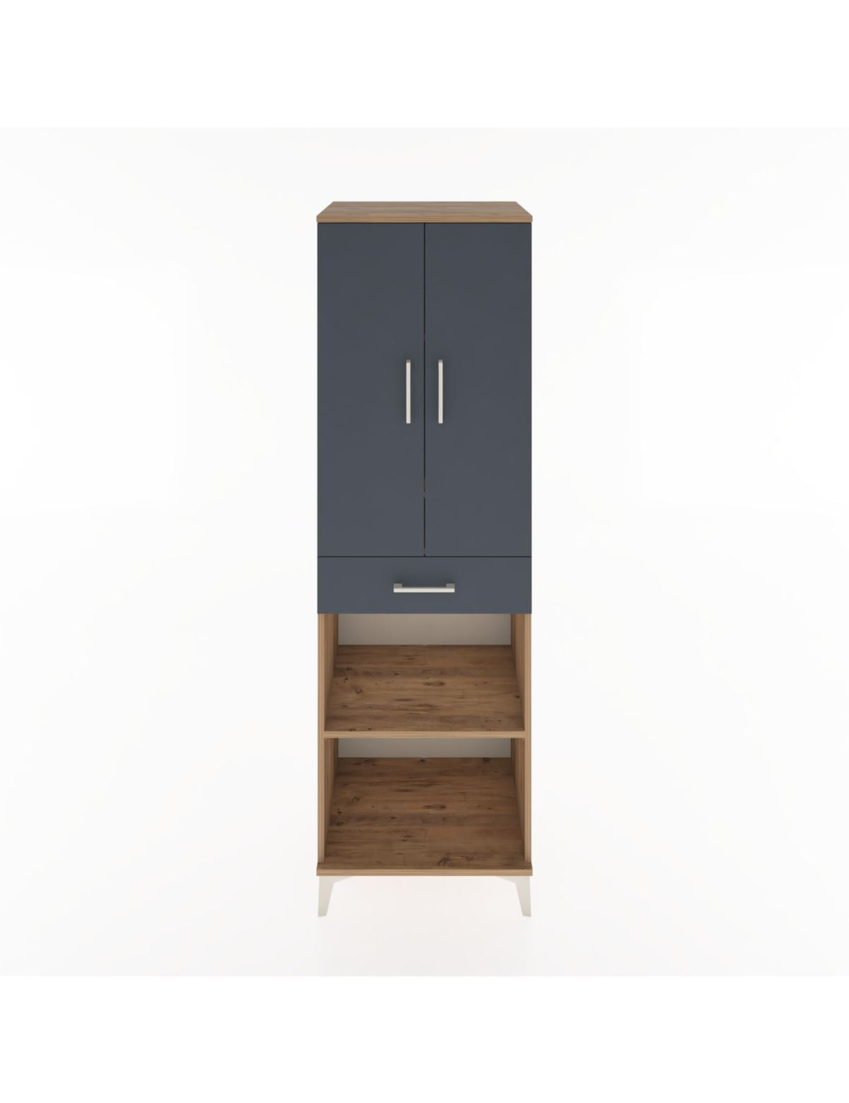 Hyperion Dolap 4 Raflı Tek Çekmeceli 2 Kapaklı 60x44x195 Çam-Antrasit