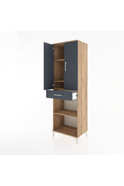 Hyperion Dolap 4 Raflı Tek Çekmeceli 2 Kapaklı 60x44x195 Çam-Antrasit