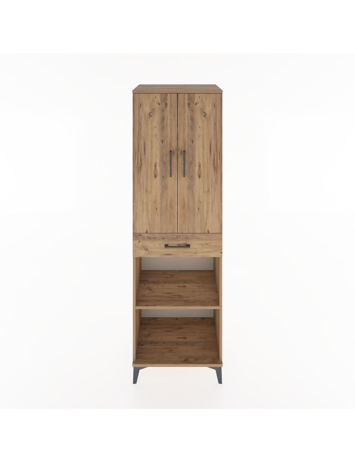 Hyperion Dolap 4 Raflı Tek Çekmeceli 2 Kapaklı 60x44x195 Çam-Çam