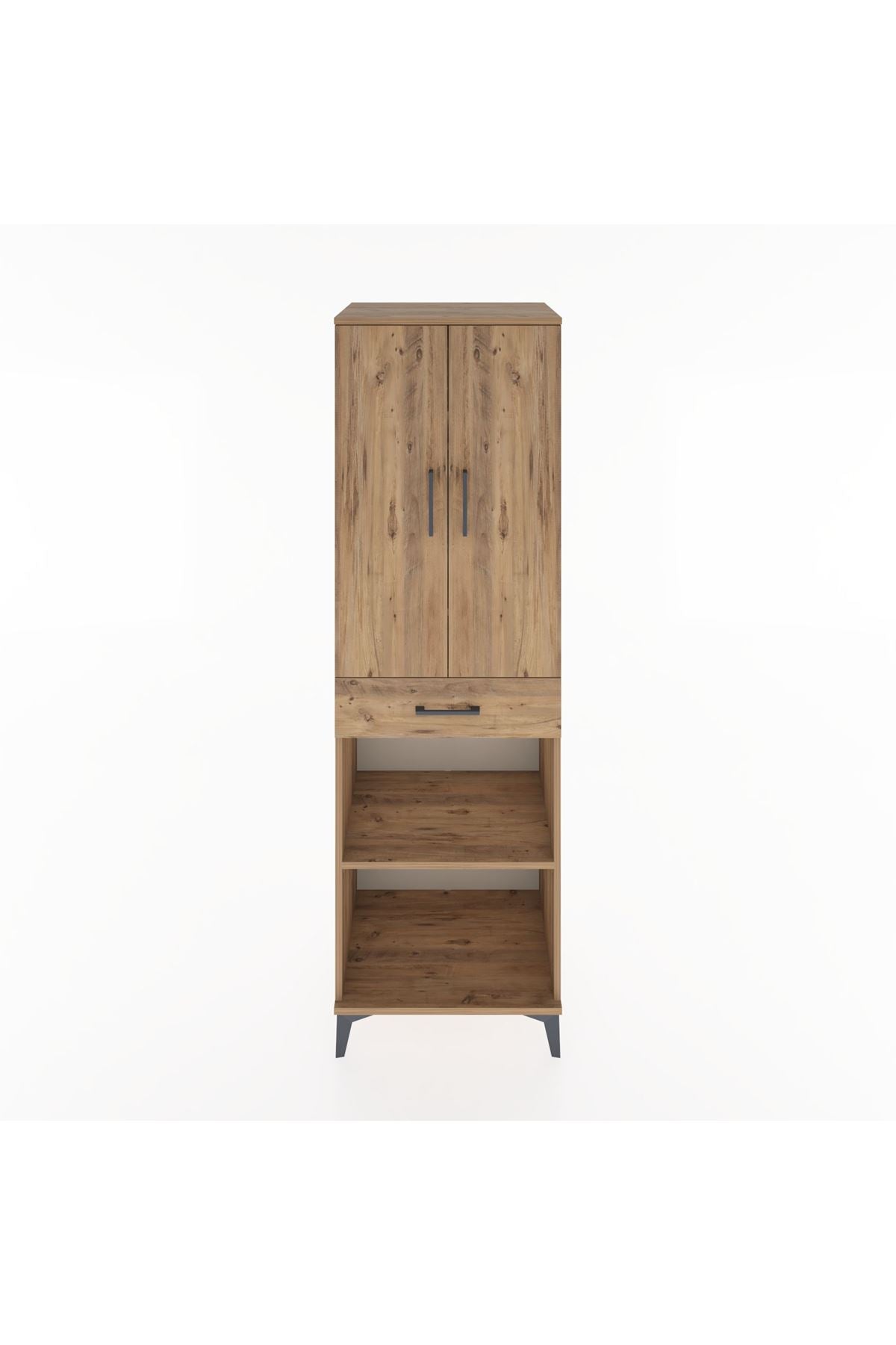 Hyperion Dolap 4 Raflı Tek Çekmeceli 2 Kapaklı 60x44x195 Çam-Çam