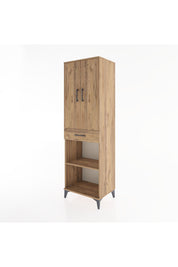 Hyperion Dolap 4 Raflı Tek Çekmeceli 2 Kapaklı 60x44x195 Çam-Çam
