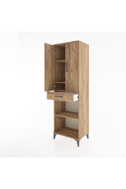 Hyperion Dolap 4 Raflı Tek Çekmeceli 2 Kapaklı 60x44x195 Çam-Çam