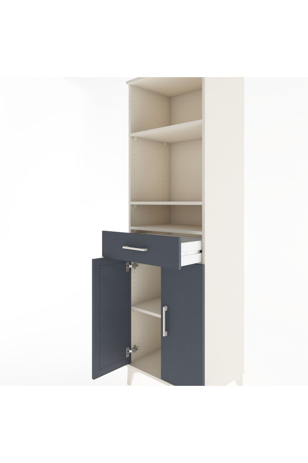 Hyperion Dolap 4 Raflı Tek Çekmeceli 2 Kapaklı 60x44x195 Aytaşı-Antrasit