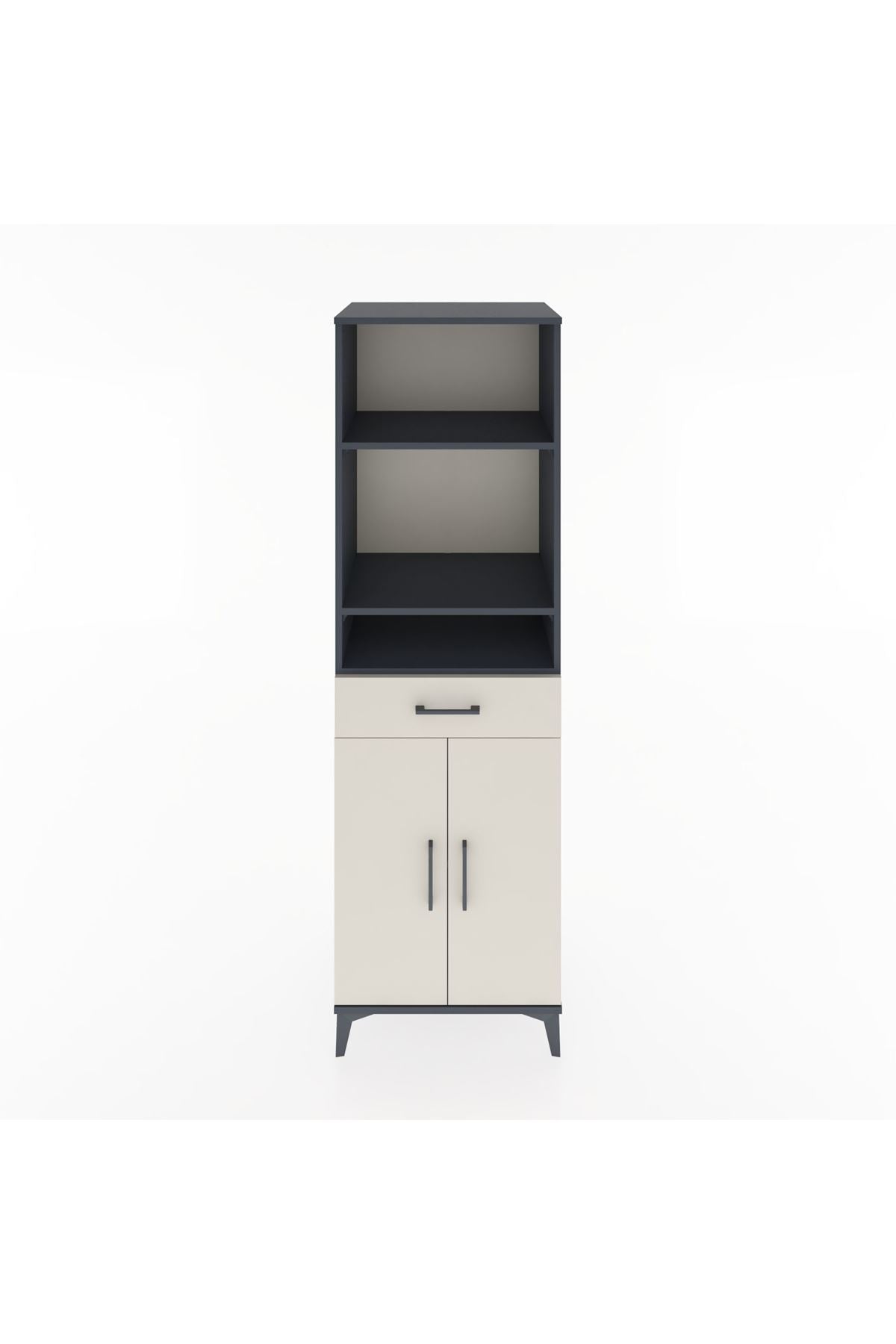 Hyperion Dolap 4 Raflı Tek Çekmeceli 2 Kapaklı 60x44x195 Antrasit-Aytaşı