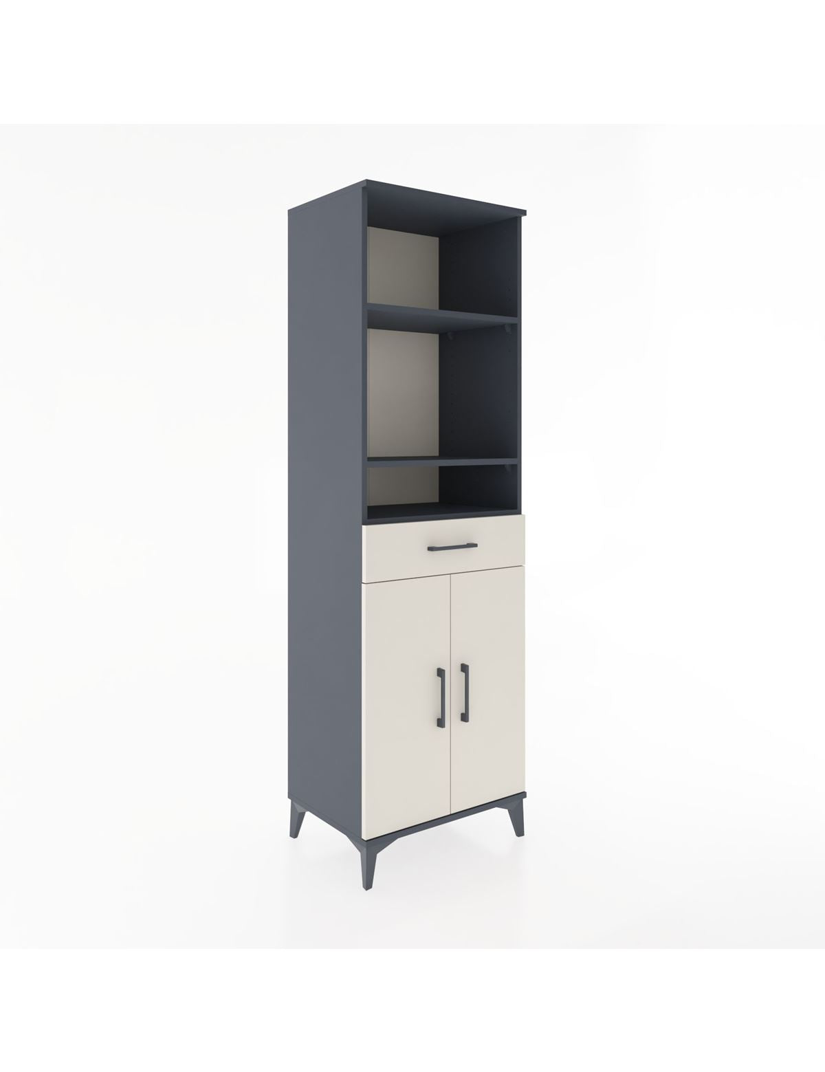 Hyperion Dolap 4 Raflı Tek Çekmeceli 2 Kapaklı 60x44x195 Antrasit-Aytaşı