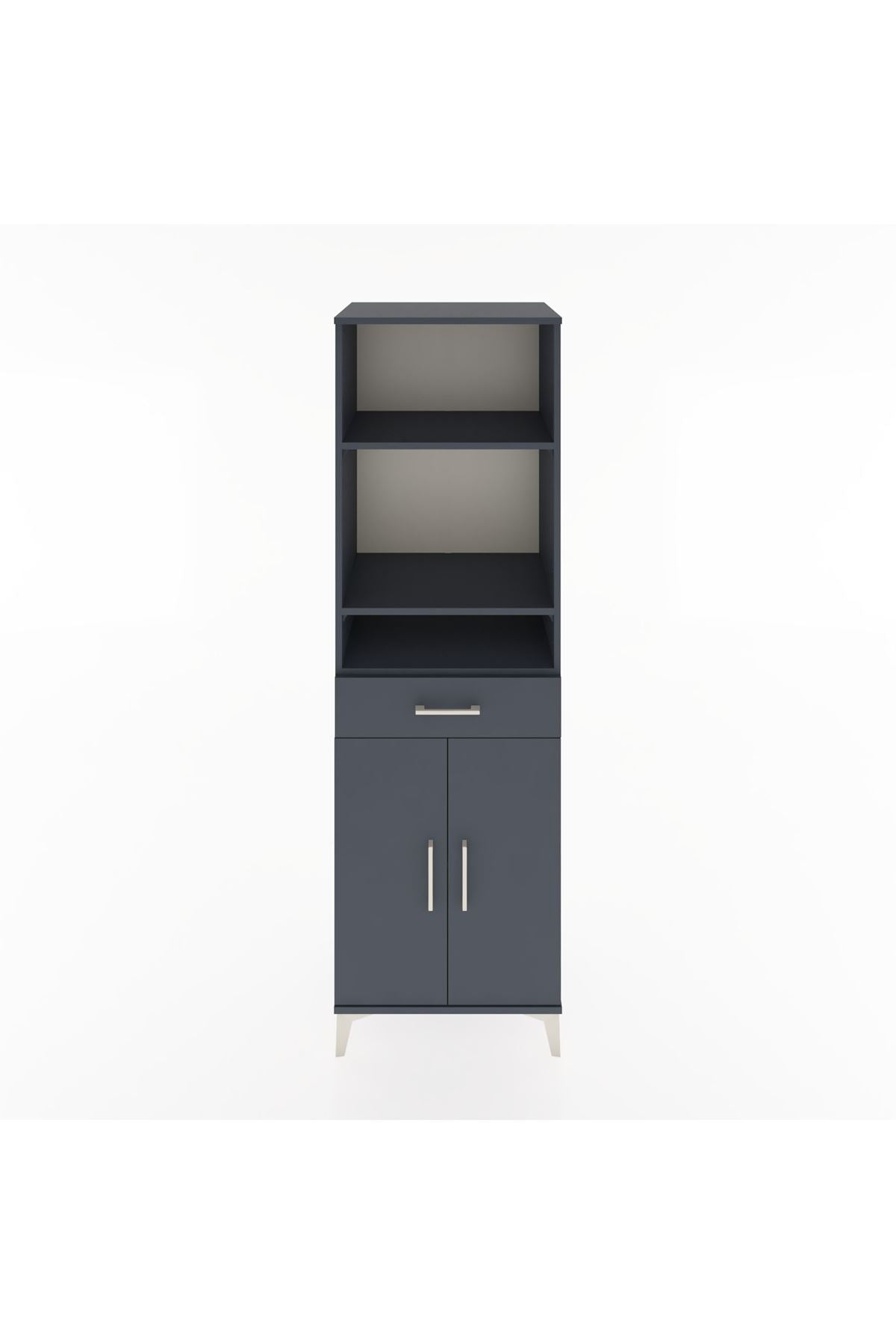 Hyperion Dolap 4 Raflı Tek Çekmeceli 2 Kapaklı 60x44x195 Antrasit-Antrasit