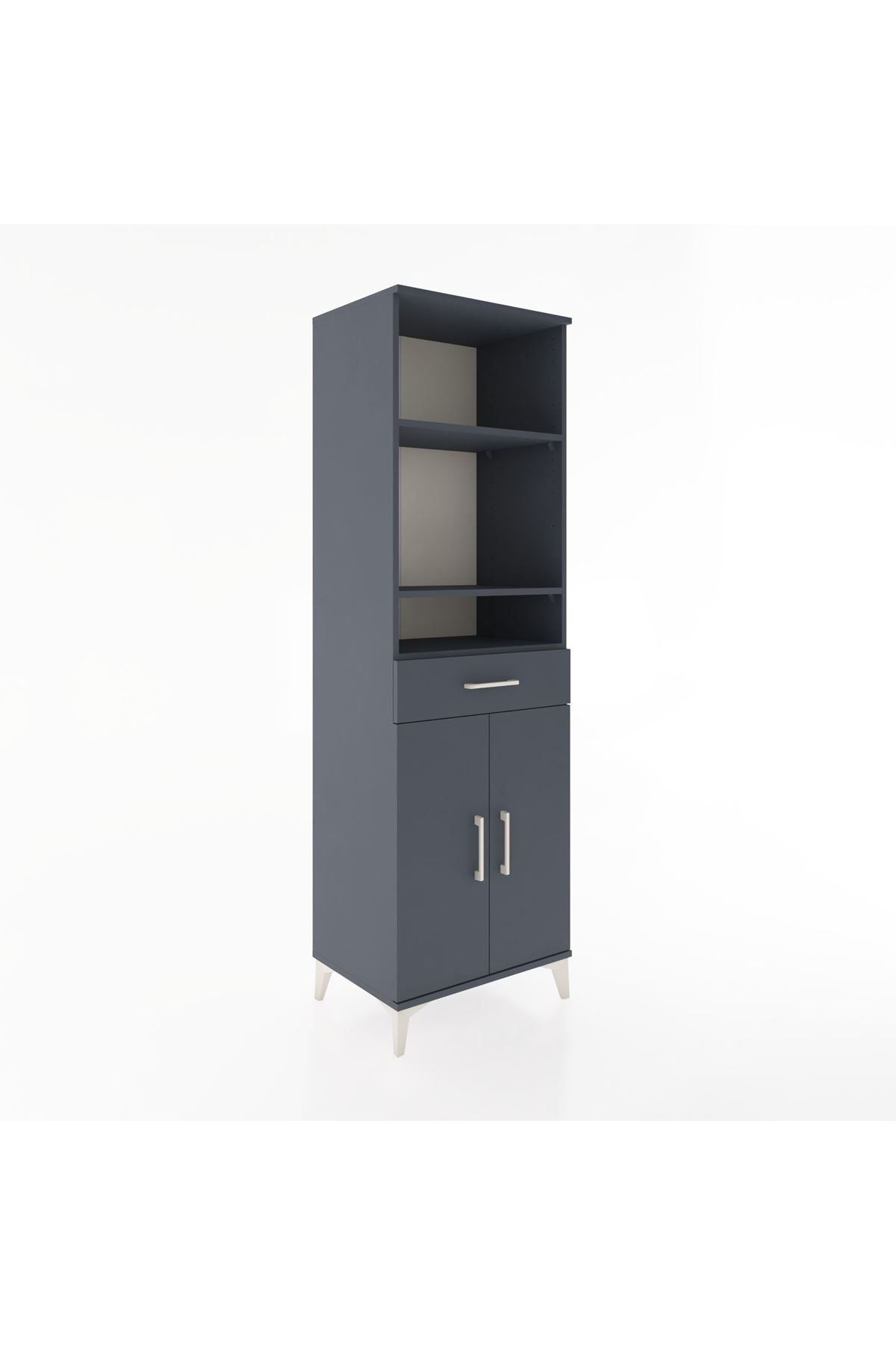 Hyperion Dolap 4 Raflı Tek Çekmeceli 2 Kapaklı 60x44x195 Antrasit-Antrasit